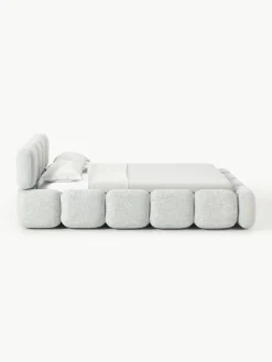 Gestoffeerd bed Tayla van bouclé met opbergruimte