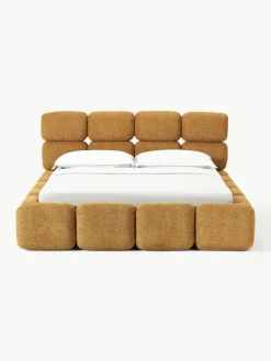 Gestoffeerd bed Tayla van teddy bouclé met opbergruimte