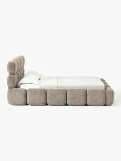 Gestoffeerd bed Tayla van teddy bouclé met opbergruimte