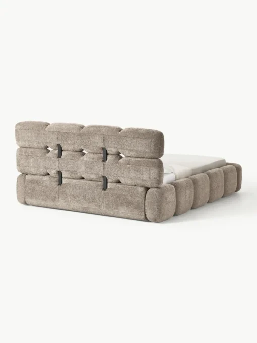 Gestoffeerd bed Tayla van teddy bouclé met opbergruimte