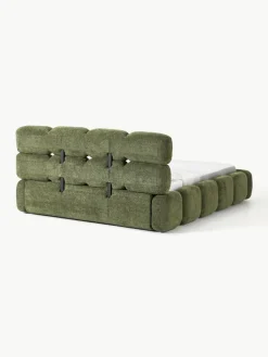 Gestoffeerd bed Tayla van teddy bouclé met opbergruimte