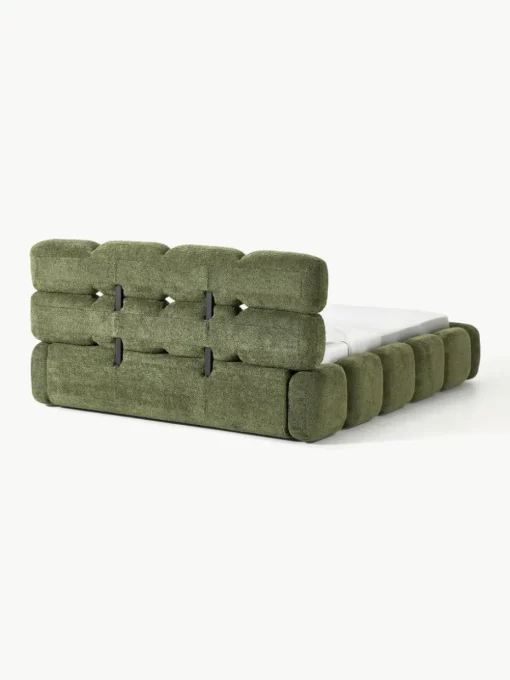 Gestoffeerd bed Tayla van teddy bouclé met opbergruimte