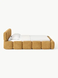 Gestoffeerd bed Tayla van teddy bouclé met opbergruimte