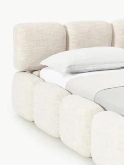 Gestoffeerd bed Tayla van bouclé met opbergruimte