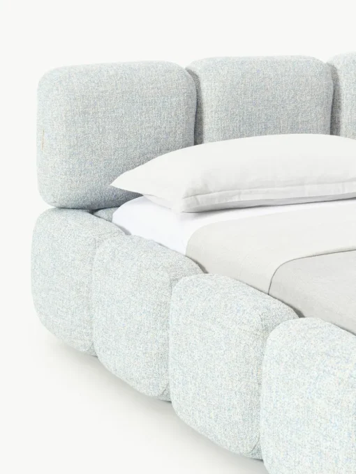 Gestoffeerd bed Tayla van bouclé met opbergruimte