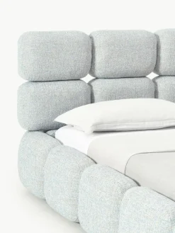Gestoffeerd bed Tayla van bouclé met opbergruimte
