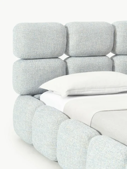 Gestoffeerd bed Tayla van bouclé met opbergruimte