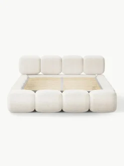 Gestoffeerd bed Tayla van teddy bouclé met opbergruimte