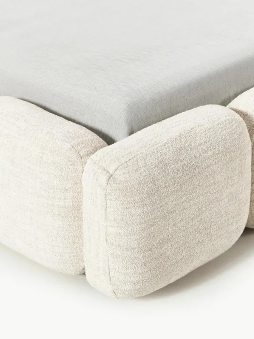 Gestoffeerd bed Tayla van bouclé met opbergruimte