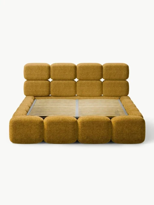 Gestoffeerd bed Tayla van teddy bouclé met opbergruimte