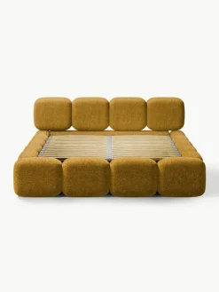 Gestoffeerd bed Tayla van teddy bouclé met opbergruimte