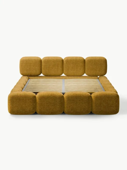 Gestoffeerd bed Tayla van teddy bouclé met opbergruimte
