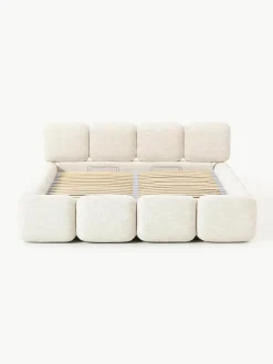 Gestoffeerd bed Tayla van bouclé met opbergruimte