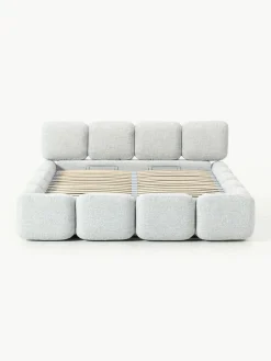 Gestoffeerd bed Tayla van bouclé met opbergruimte