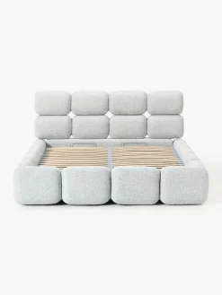 Gestoffeerd bed Tayla van bouclé met opbergruimte