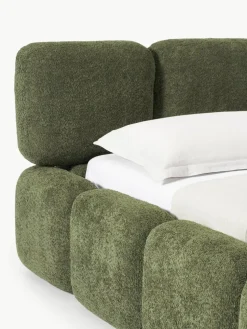 Gestoffeerd bed Tayla van teddy bouclé met opbergruimte