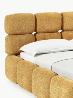 Gestoffeerd bed Tayla van teddy bouclé met opbergruimte