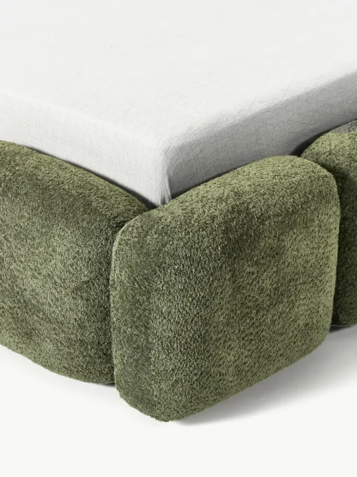 Gestoffeerd bed Tayla van teddy bouclé met opbergruimte