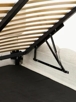 Gestoffeerd bed Tayla van bouclé met opbergruimte