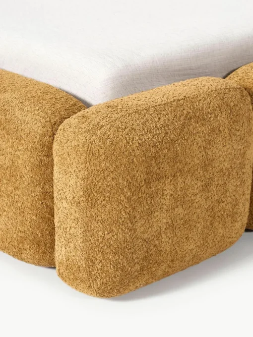 Gestoffeerd bed Tayla van teddy bouclé met opbergruimte