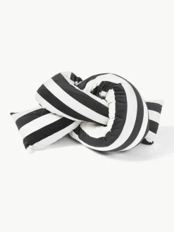 Gestreept fluwelen sierkussen Knot