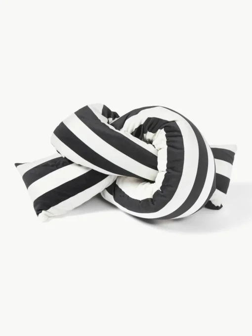 Gestreept fluwelen sierkussen Knot