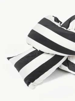Gestreept fluwelen sierkussen Knot