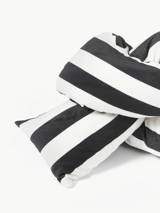 Gestreept fluwelen sierkussen Knot