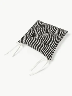 Gestreept katoenen stoelkussen Silia, 2 stuks