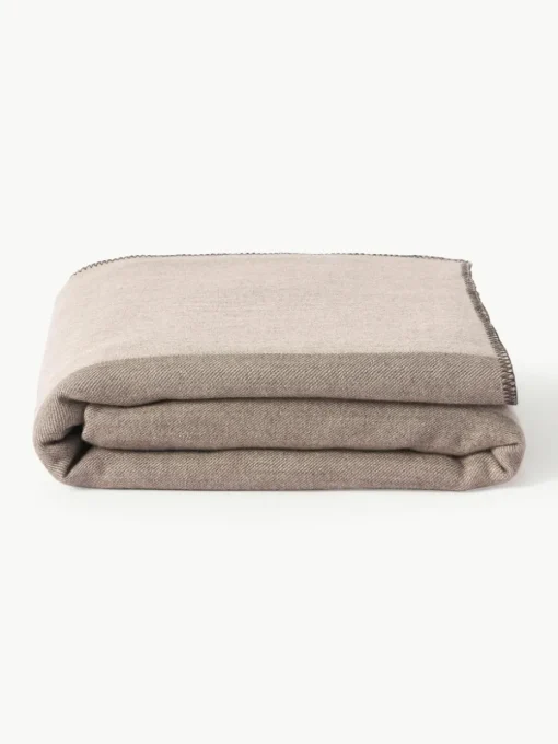 Gestreept wollen plaid Ivory