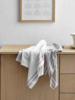 Gestreepte katoenen theedoeken Soft Tools, set van 2