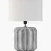 Gestreepte ovale keramische tafellamp Pure Shine