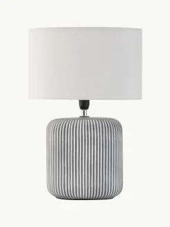 Gestreepte ovale keramische tafellamp Pure Shine