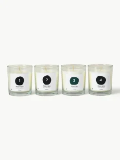 Geurkaarsen Advent (vanille, basilicum en tijm, kaneel, peperkoek), set van 4