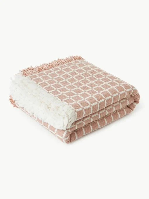 Gewassen mousseline bedsprei Ronia met franjes