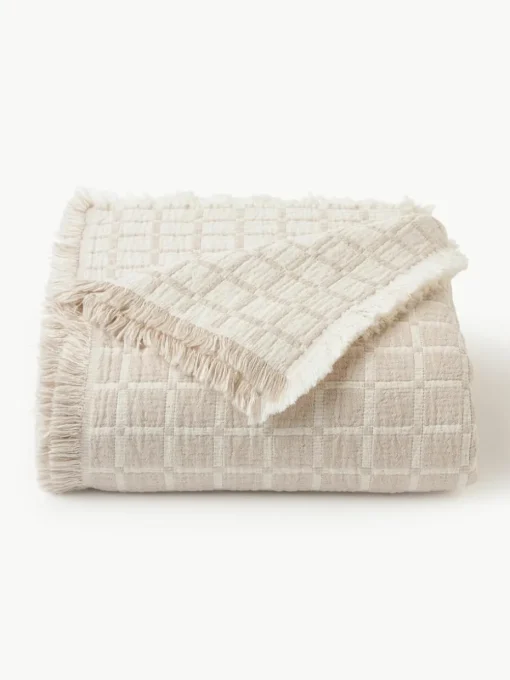 Gewassen mousseline bedsprei Ronia met franjes