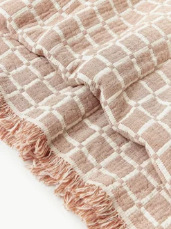 Gewassen mousseline bedsprei Ronia met franjes