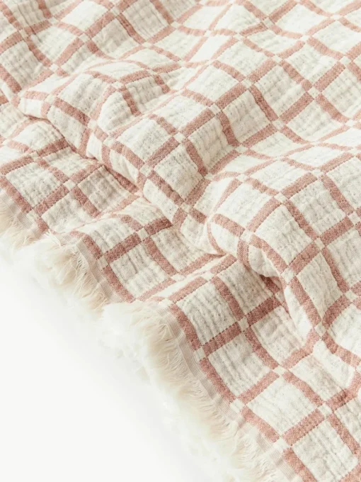 Gewassen mousseline bedsprei Ronia met franjes