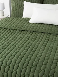 Gewatteerde flanellen bedsprei Selby met structuurpatroon