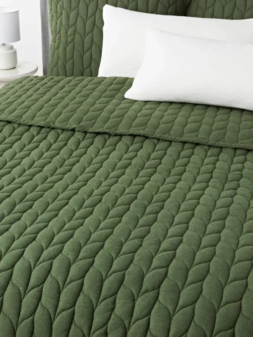Gewatteerde flanellen bedsprei Selby met structuurpatroon