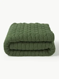 Gewatteerde flanellen bedsprei Selby met structuurpatroon