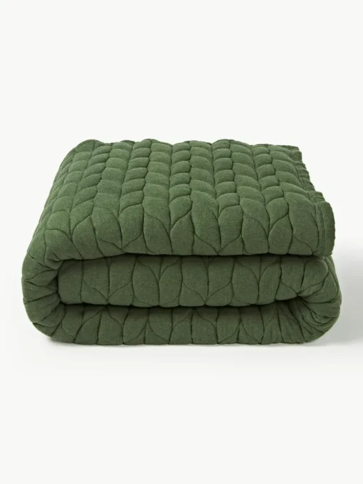 Gewatteerde flanellen bedsprei Selby met structuurpatroon