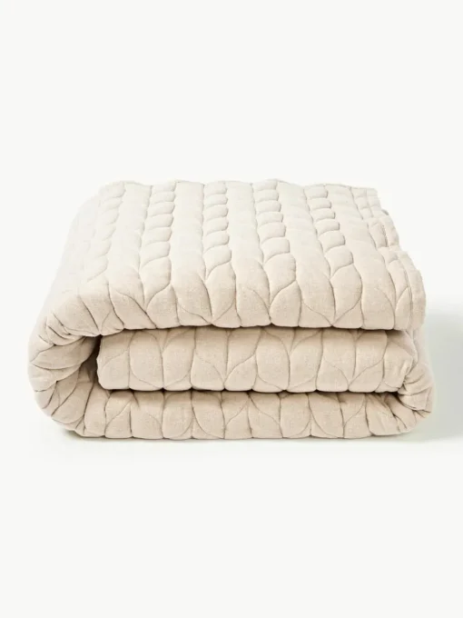 Gewatteerde flanellen bedsprei Selby met structuurpatroon