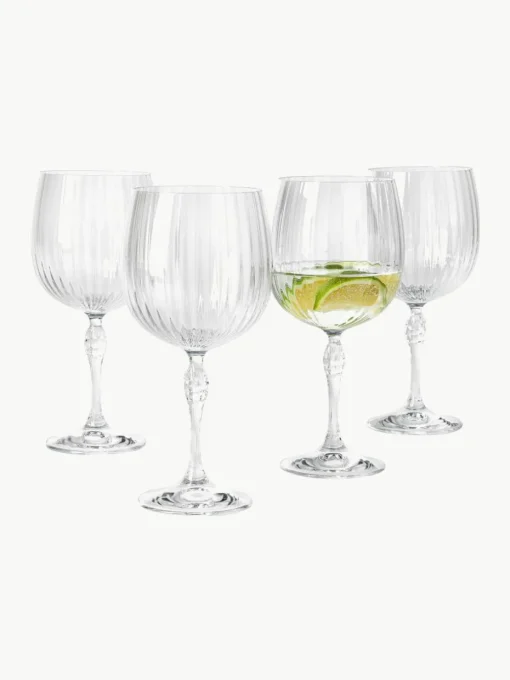 Gin glazen America's Cocktail met groefstructuur, 4 stuks