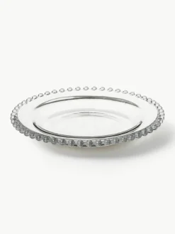 Glazen dessertborden Perles met randdecoratie, 2 stuks