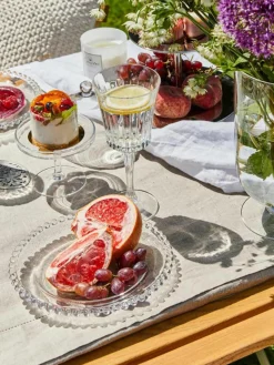 Glazen dessertborden Perles met randdecoratie, 2 stuks