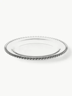 Glazen dinerborden Perles met randdecoratie, 3 stuks