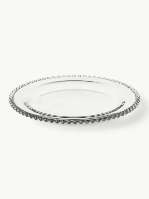 Glazen dinerborden Perles met randdecoratie, 3 stuks