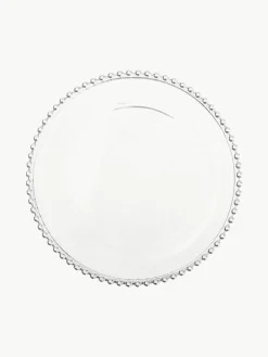 Glazen dinerborden Perles met randdecoratie, 3 stuks