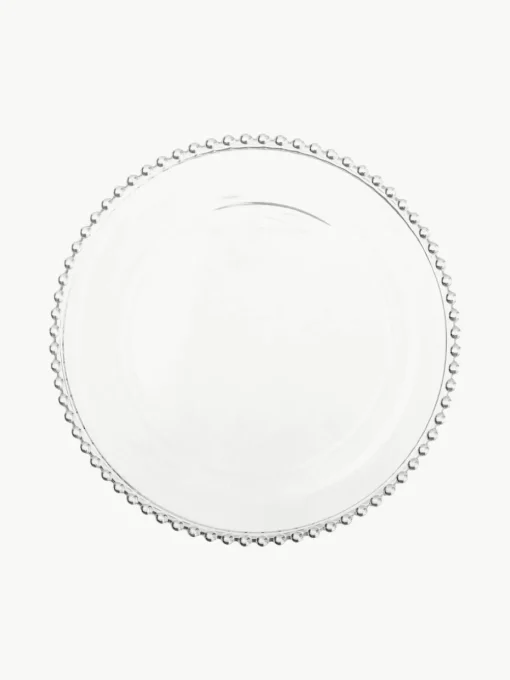 Glazen dinerborden Perles met randdecoratie, 3 stuks
